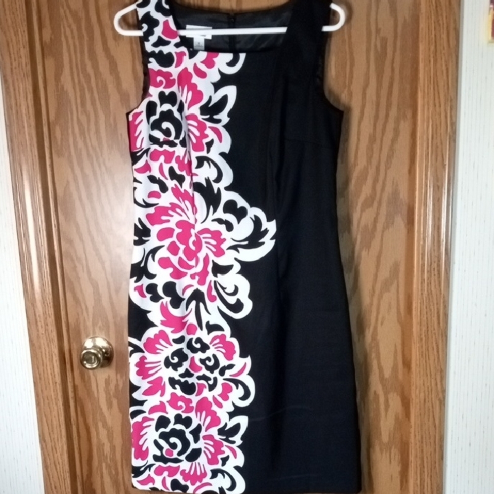 Alyx Black and White Sheath Midi Dress Sleeveless Scoop Neck